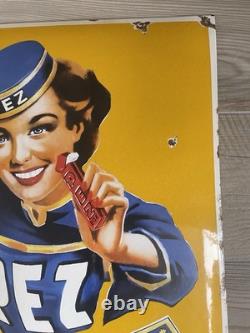 Ancienne plaque émaillée Pez bombée Très Rare