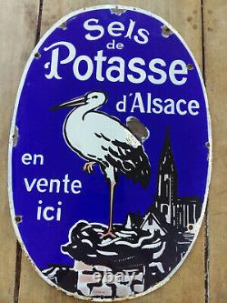 Ancienne plaque émaillée SELS DE POTASSE D'ALSACE émail ED JEAN 40x59 cm