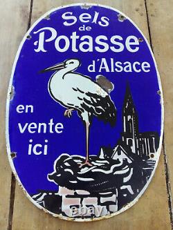 Ancienne plaque émaillée SELS DE POTASSE D'ALSACE émail ED JEAN 40x59 cm