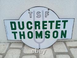 Ancienne plaque émaillée TSF DUCRETET THOMSON 70x45 cm EAS Vintage Enamel Sign