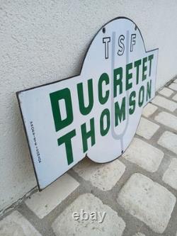 Ancienne plaque émaillée TSF DUCRETET THOMSON 70x45 cm EAS Vintage Enamel Sign
