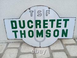 Ancienne plaque émaillée TSF DUCRETET THOMSON 70x45 cm EAS Vintage Enamel Sign
