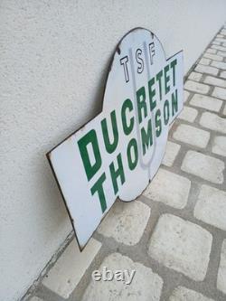 Ancienne plaque émaillée TSF DUCRETET THOMSON 70x45 cm EAS Vintage Enamel Sign
