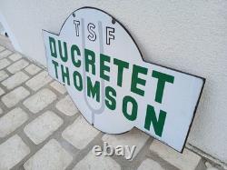 Ancienne plaque émaillée TSF DUCRETET THOMSON 70x45 cm EAS Vintage Enamel Sign