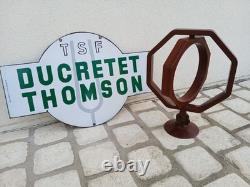 Ancienne plaque émaillée TSF DUCRETET THOMSON 70x45 cm EAS Vintage Enamel Sign