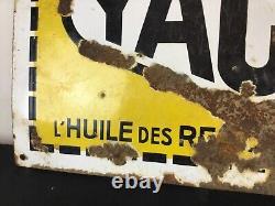 Ancienne plaque émaillée YACCO Huile Moteur automobile garage pneu 70x50 cm