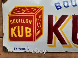 Ancienne plaque émaillée bombée BOUILLON KUB années 20 24x49cm