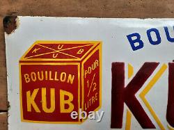Ancienne plaque émaillée bombée BOUILLON KUB années 20 24x49cm