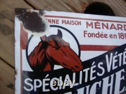 Ancienne plaque émaillée bombée J. GAUCHER produits vétérinaires, années 1930