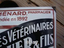 Ancienne plaque émaillée bombée J. GAUCHER produits vétérinaires, années 1930