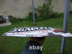 Ancienne plaque émaillée bombée J. GAUCHER produits vétérinaires, années 1930