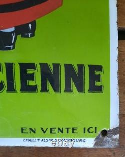 Ancienne plaque émaillée bombée LEVURE ALSACIENNE ALSA Eas cuisine café 49x28cm