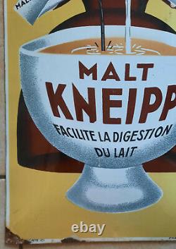 Ancienne plaque émaillée bombée MALT KNEIPP 24x40cm émail Ed Jean par Beuville