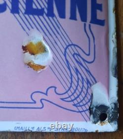 Ancienne plaque émaillée bombée TIMBRE LEVURE ALSACIENNE ALSA Eas 29,5x19cm