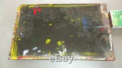 Ancienne plaque émaillée bombée et relief pour CHOCOLAT PUPIER, jaune et rouge