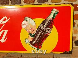 Ancienne plaque émaillée coca cola 145cm