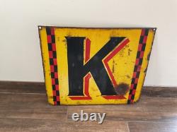 Ancienne plaque émaillée de 1930 le K de KODAK 58/50cm double face