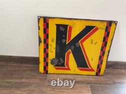 Ancienne plaque émaillée de 1930 le K de KODAK 58/50cm double face