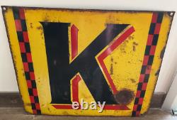 Ancienne plaque émaillée de 1930 le K de KODAK 58/50cm double face