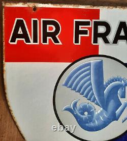Ancienne plaque émaillée double face AIR FRANCE crevette écusson 50x50cm E. A. S
