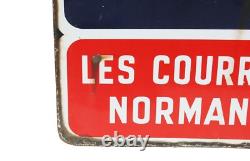 Ancienne plaque émaillée double face Autocar Arrêt / Les Courriers Normands