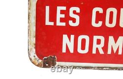 Ancienne plaque émaillée double face Autocar Arrêt / Les Courriers Normands
