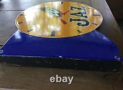 Ancienne plaque émaillée double face JAZ Horlogerie Réveil 49x61cm EAS
