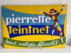 Ancienne plaque émaillée double face Pierrette Teintnet