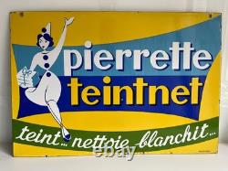 Ancienne plaque émaillée double face Pierrette Teintnet