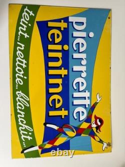 Ancienne plaque émaillée double face Pierrette Teintnet