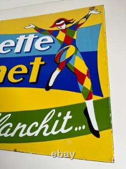 Ancienne plaque émaillée double face Pierrette Teintnet