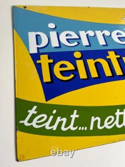 Ancienne plaque émaillée double face Pierrette Teintnet