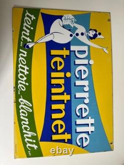 Ancienne plaque émaillée double face Pierrette Teintnet