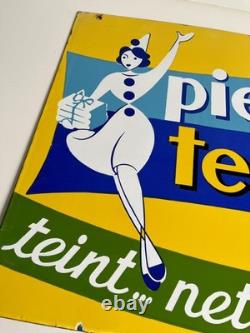 Ancienne plaque émaillée double face Pierrette Teintnet