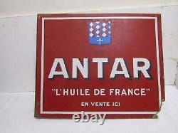 Ancienne plaque emaillée huile antar garage automobilia