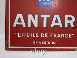 Ancienne plaque emaillée huile antar garage automobilia