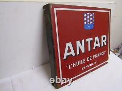 Ancienne plaque emaillée huile antar garage automobilia