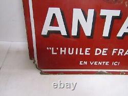 Ancienne plaque emaillée huile antar garage automobilia