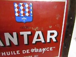 Ancienne plaque emaillée huile antar garage automobilia