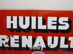 Ancienne plaque émaillée huile renault automobilia garage
