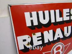 Ancienne plaque émaillée huile renault automobilia garage