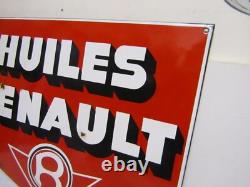 Ancienne plaque émaillée huile renault automobilia garage