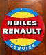 Ancienne plaque émaillée huiles Renault recto-verso 65 cm rare