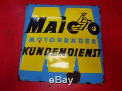 Ancienne plaque émaillée moto MAICO bombée