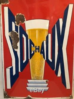 Ancienne plaque émaillée publicitaire Bière SOCHAUX Brasserie du Doubs 25