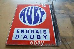 Ancienne plaque émaillée publicitaire EAS Engrais d'AUBY