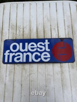 Ancienne plaque émaillée publicitaire / journaux Ouest France / double face