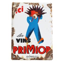 Ancienne plaque émaillée publicitaire les Vins Primior en vente ici