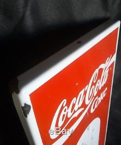 Ancienne plaque emaillee publicitaire thermomètre Coca-Cola
