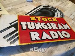 Ancienne plaque emaillée stock tungsram radio double face double signat année 30